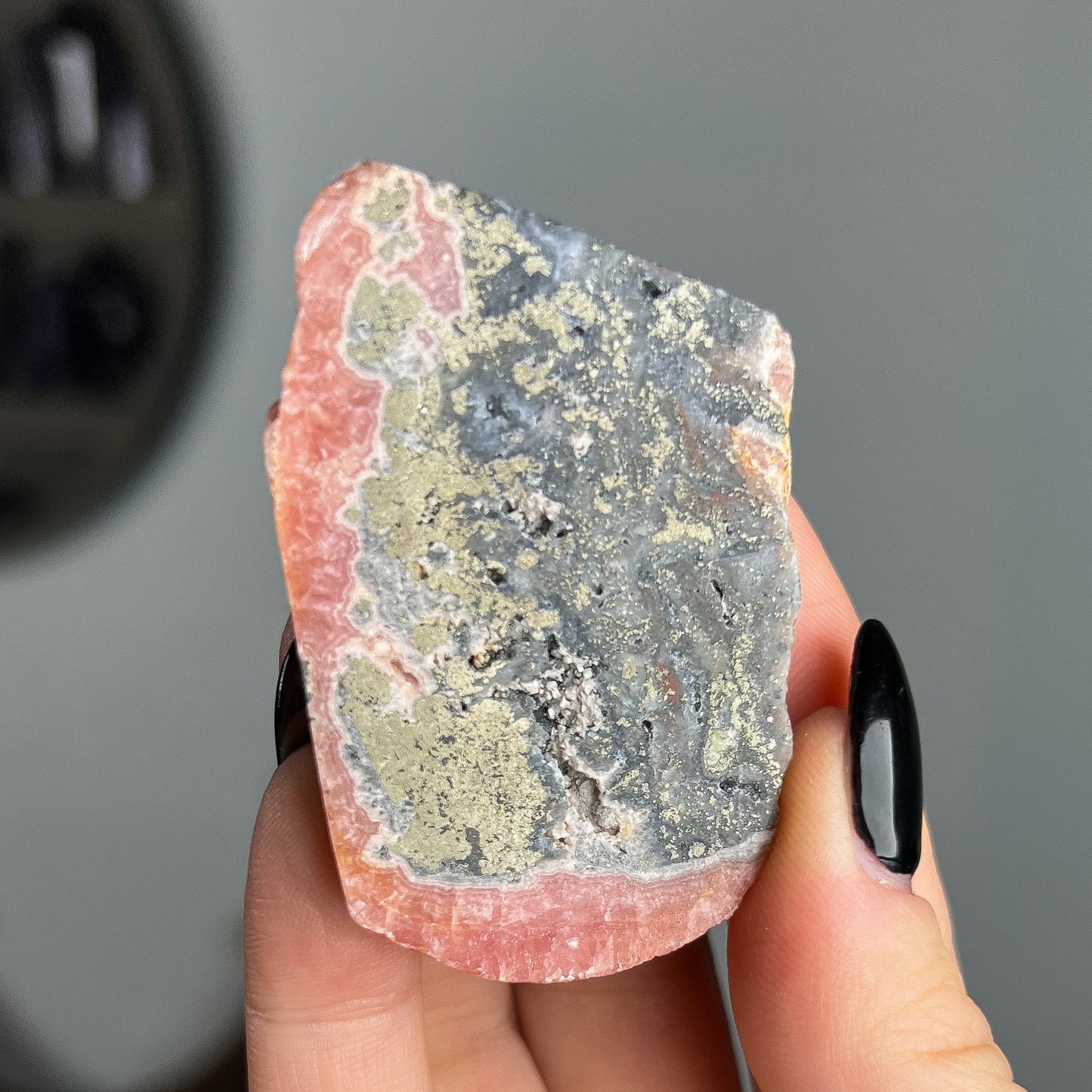 Rhodochrosite Slab with Pyrite