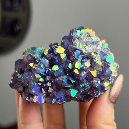 Rainbow Aura Amethyst Cluster