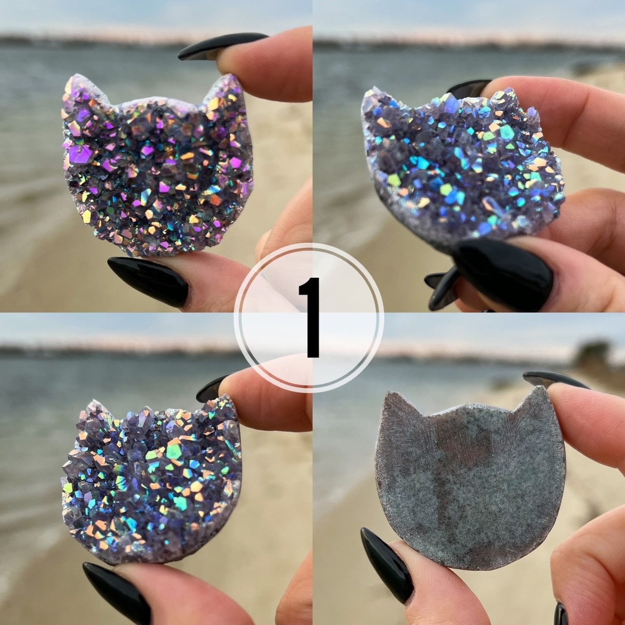 Rainbow Aura Amethyst Cat