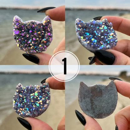 Rainbow Aura Amethyst Cat