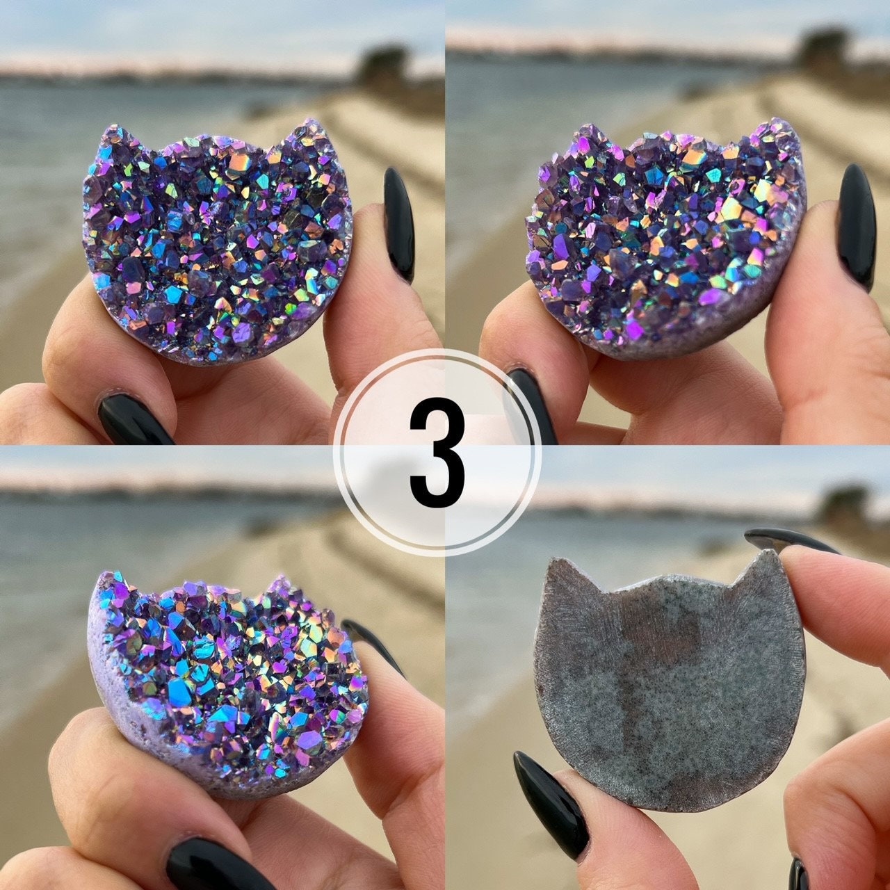 Rainbow Aura Amethyst Cat