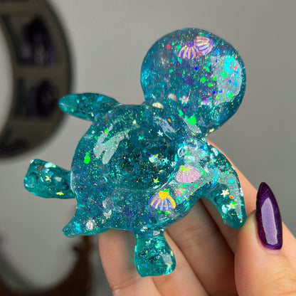 Resin Sea Turtle Sphere Stand
