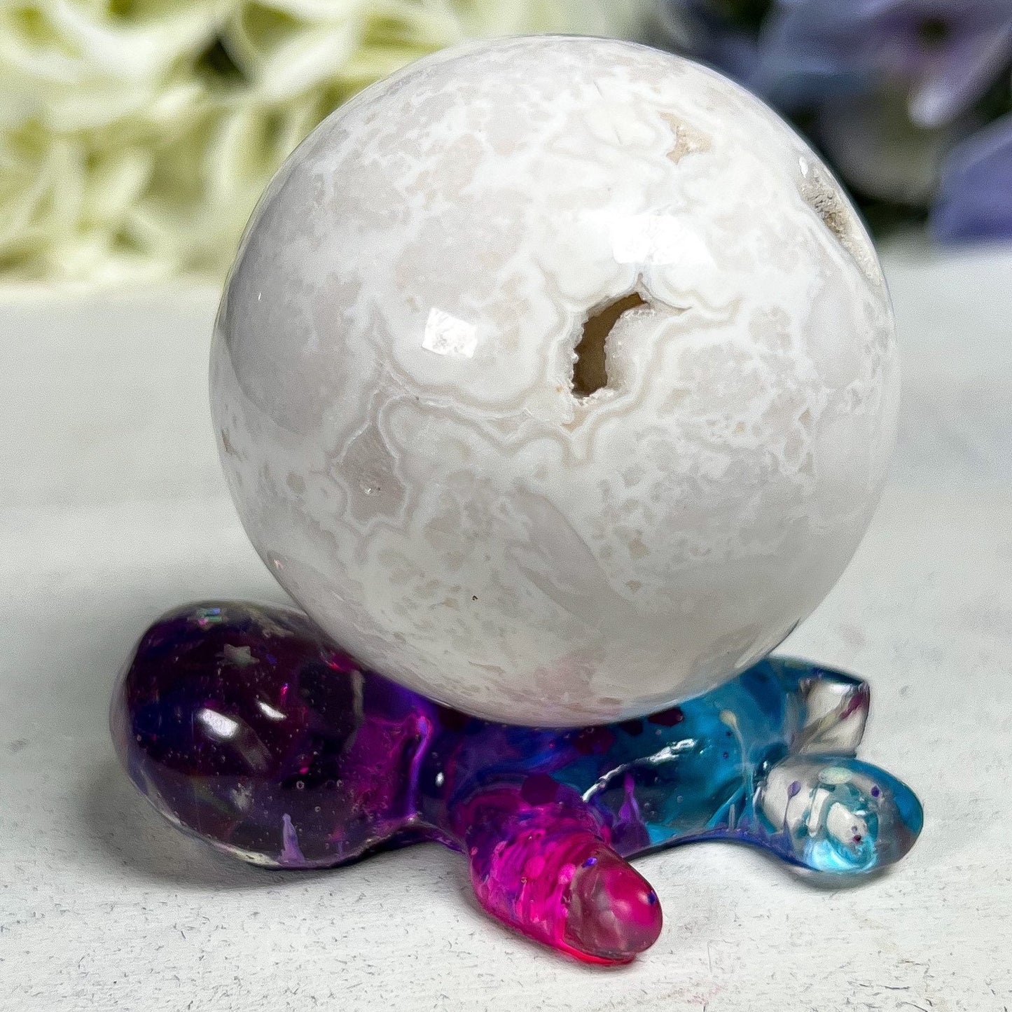 Resin Sea Turtle Sphere Stand