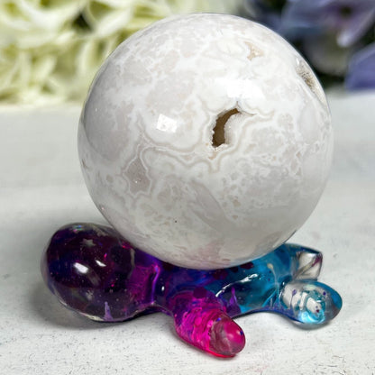 Resin Sea Turtle Sphere Stand