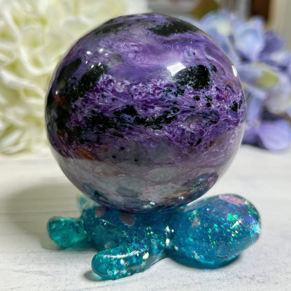 Resin Sea Turtle Sphere Stand