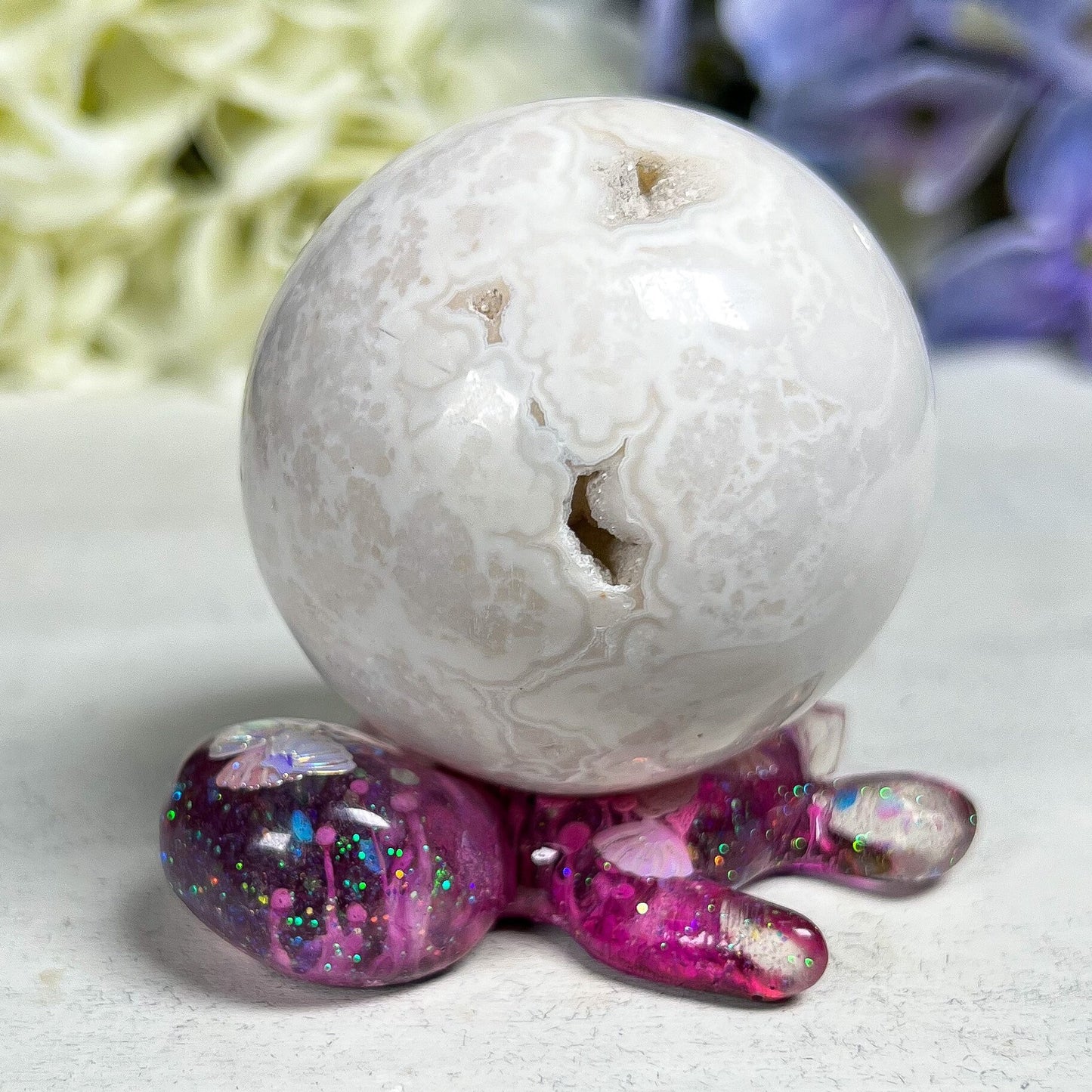 Resin Sea Turtle Sphere Stand
