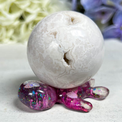 Resin Sea Turtle Sphere Stand