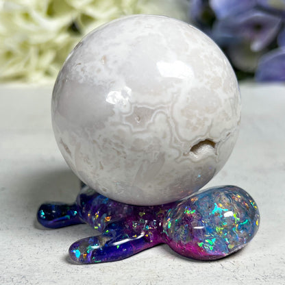 Resin Sea Turtle Sphere Stand