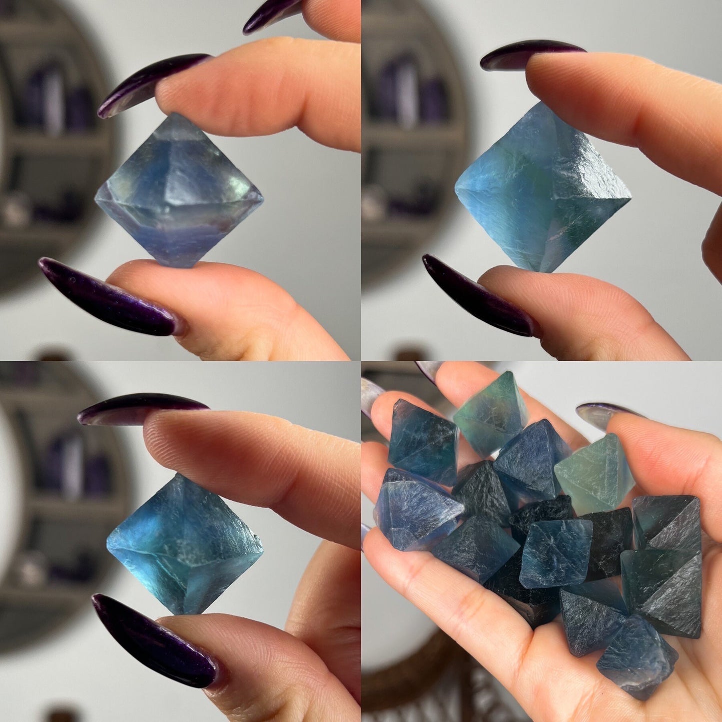 Blue Fluorite Octahedrons