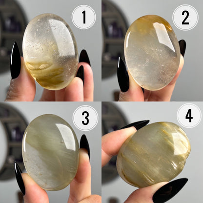 Rutilated Chlorite Quartz Palm Stone