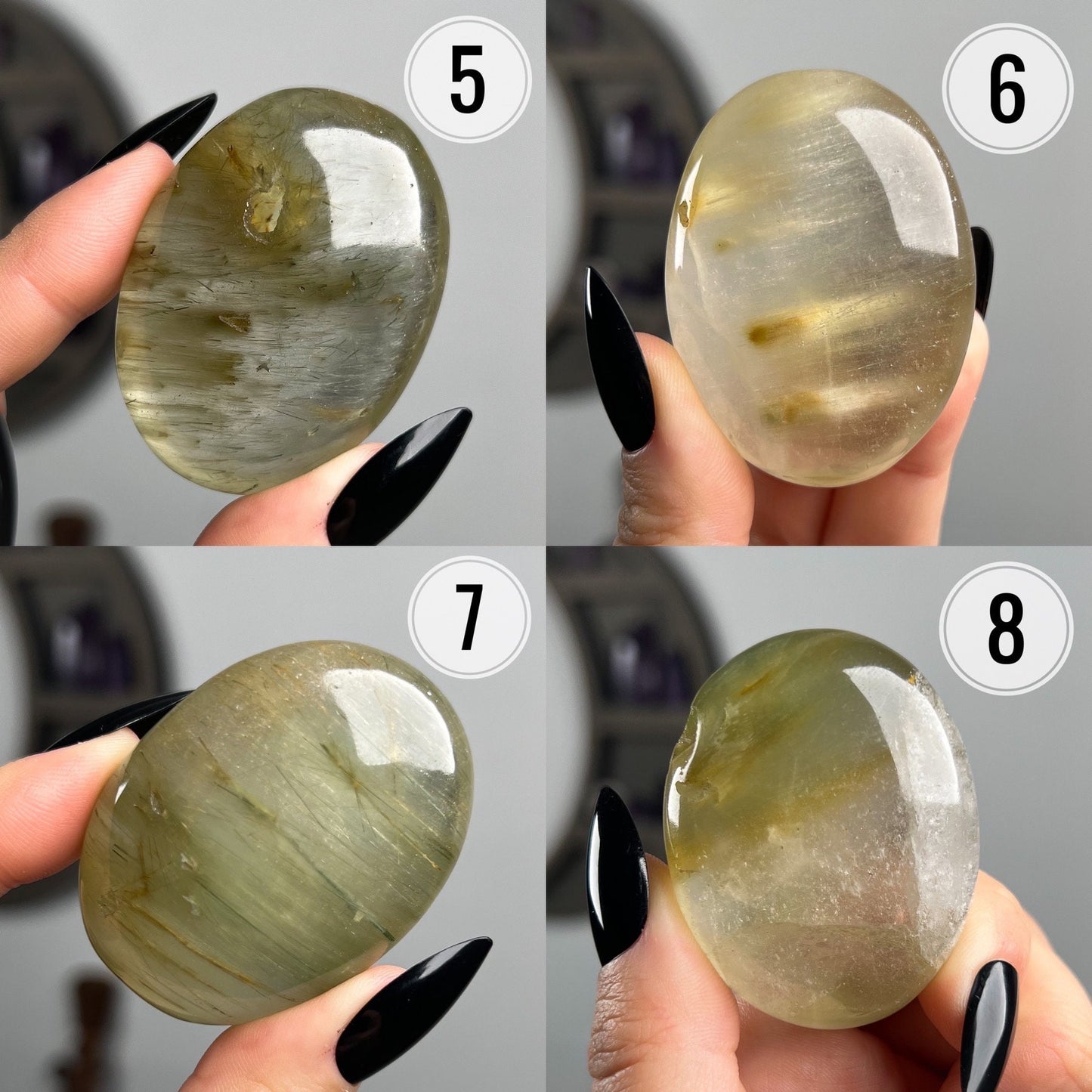 Rutilated Chlorite Quartz Palm Stone