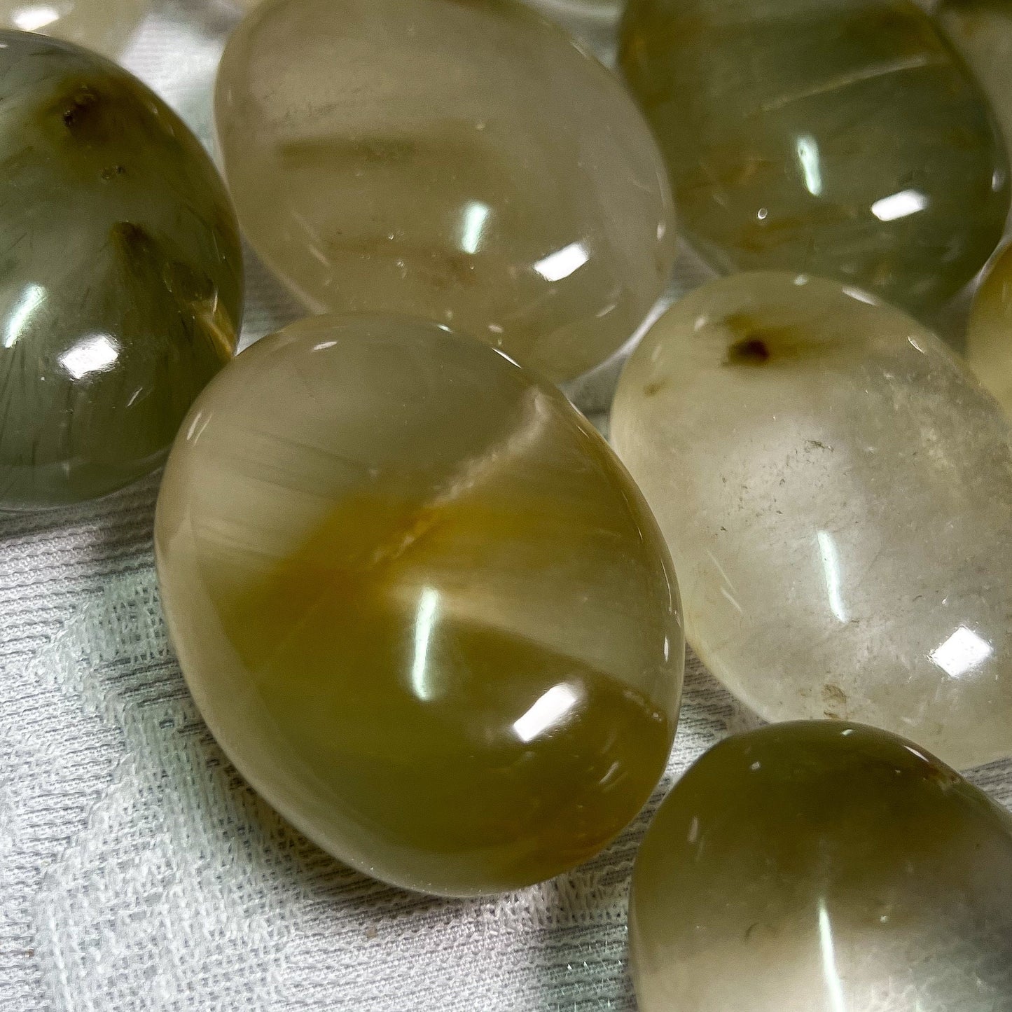 Rutilated Chlorite Quartz Palm Stone