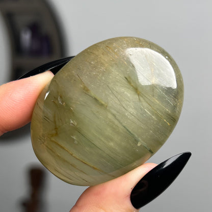 Rutilated Chlorite Quartz Palm Stone