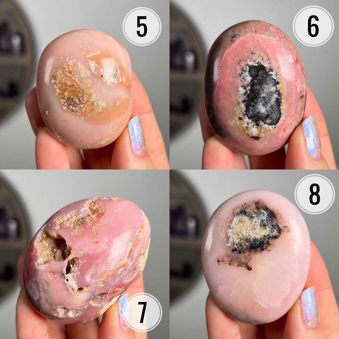 Pink Opal Palm Stones