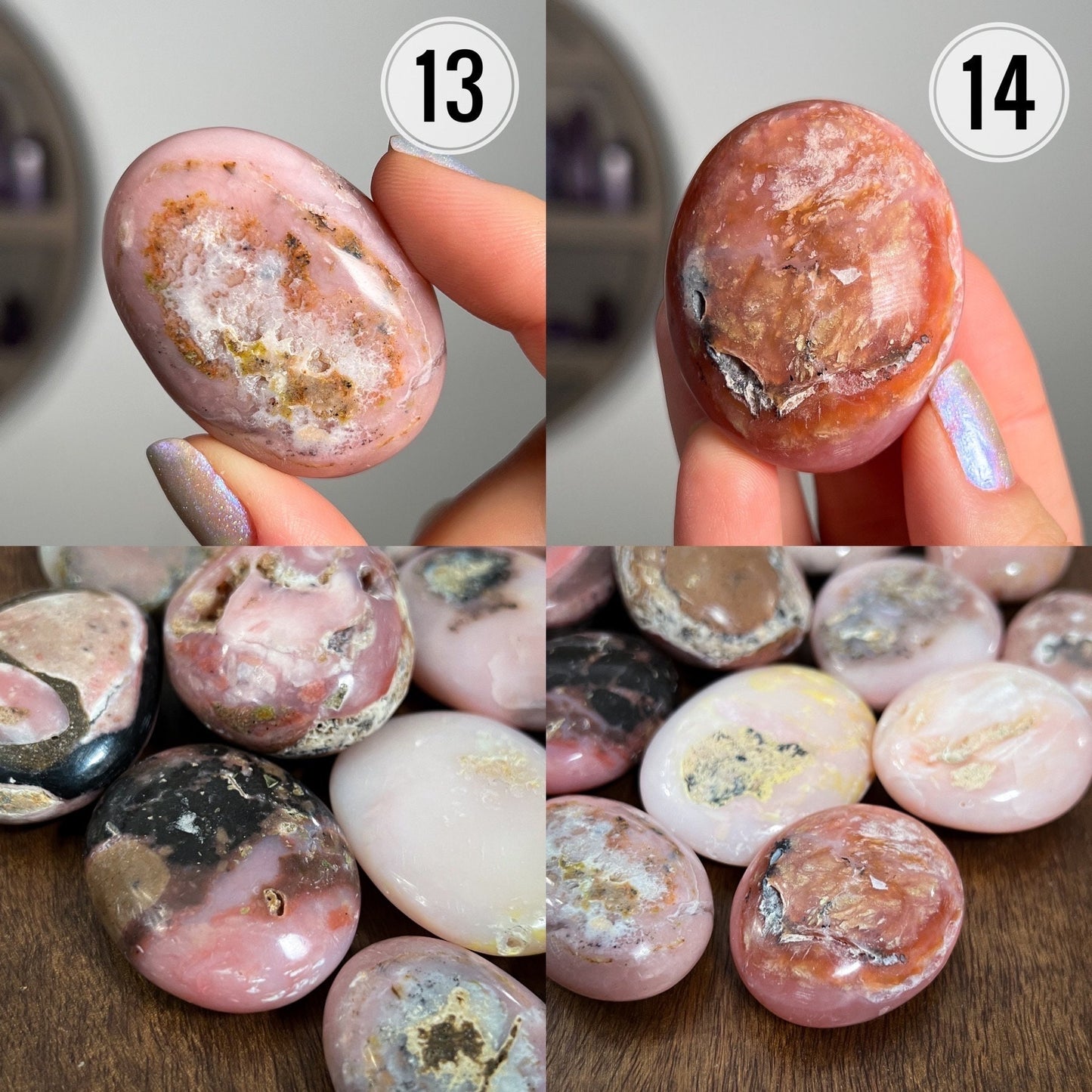 Pink Opal Palm Stones