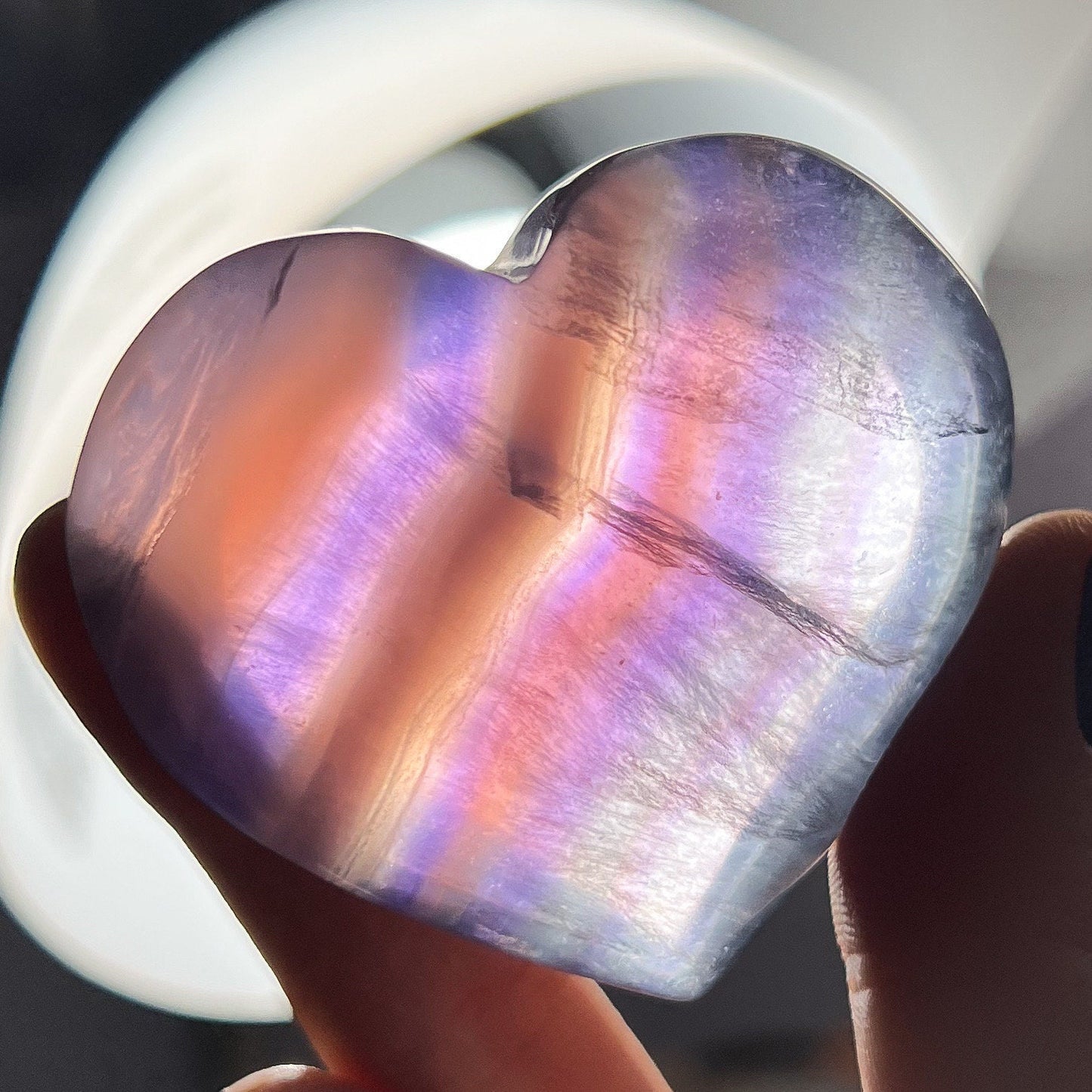Pink Purple Indigo Fluorite Heart