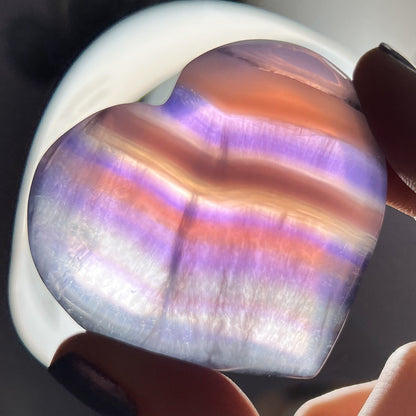 Pink Purple Indigo Fluorite Heart