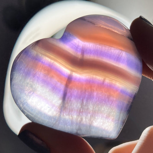 Pink Purple Indigo Fluorite Heart