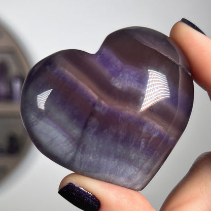 Pink Purple Indigo Fluorite Heart