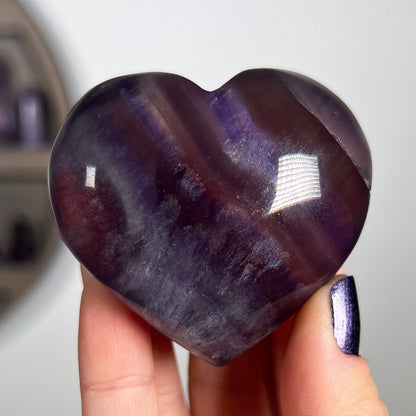 Pink Purple Indigo Fluorite Heart