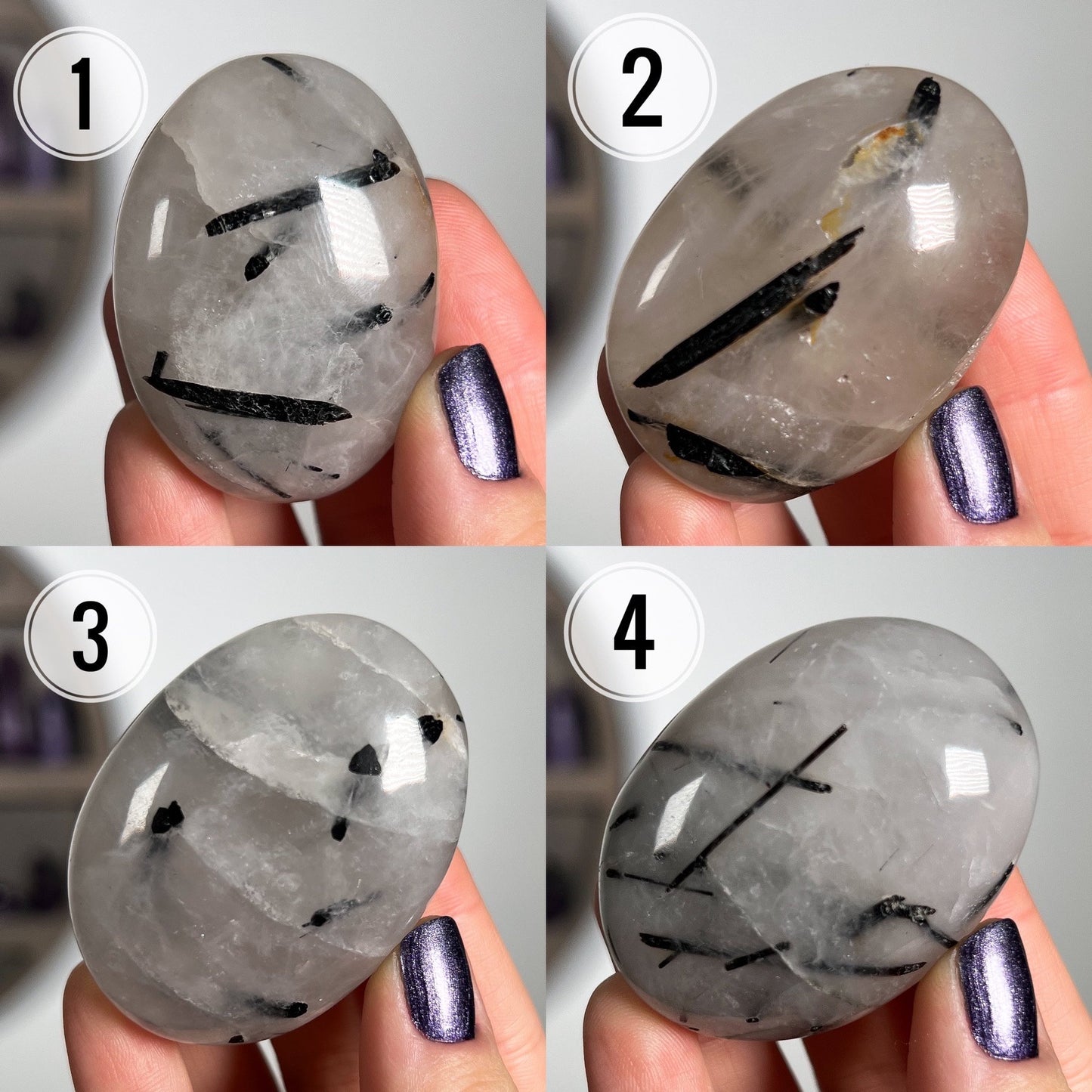 Tourmaline Quartz Palm Stone