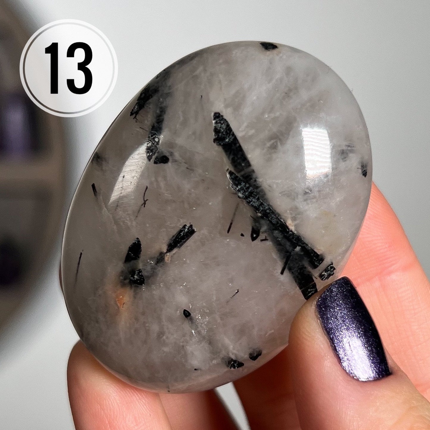 Tourmaline Quartz Palm Stone