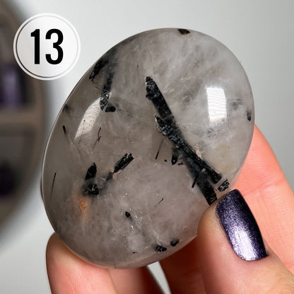 Tourmaline Quartz Palm Stone