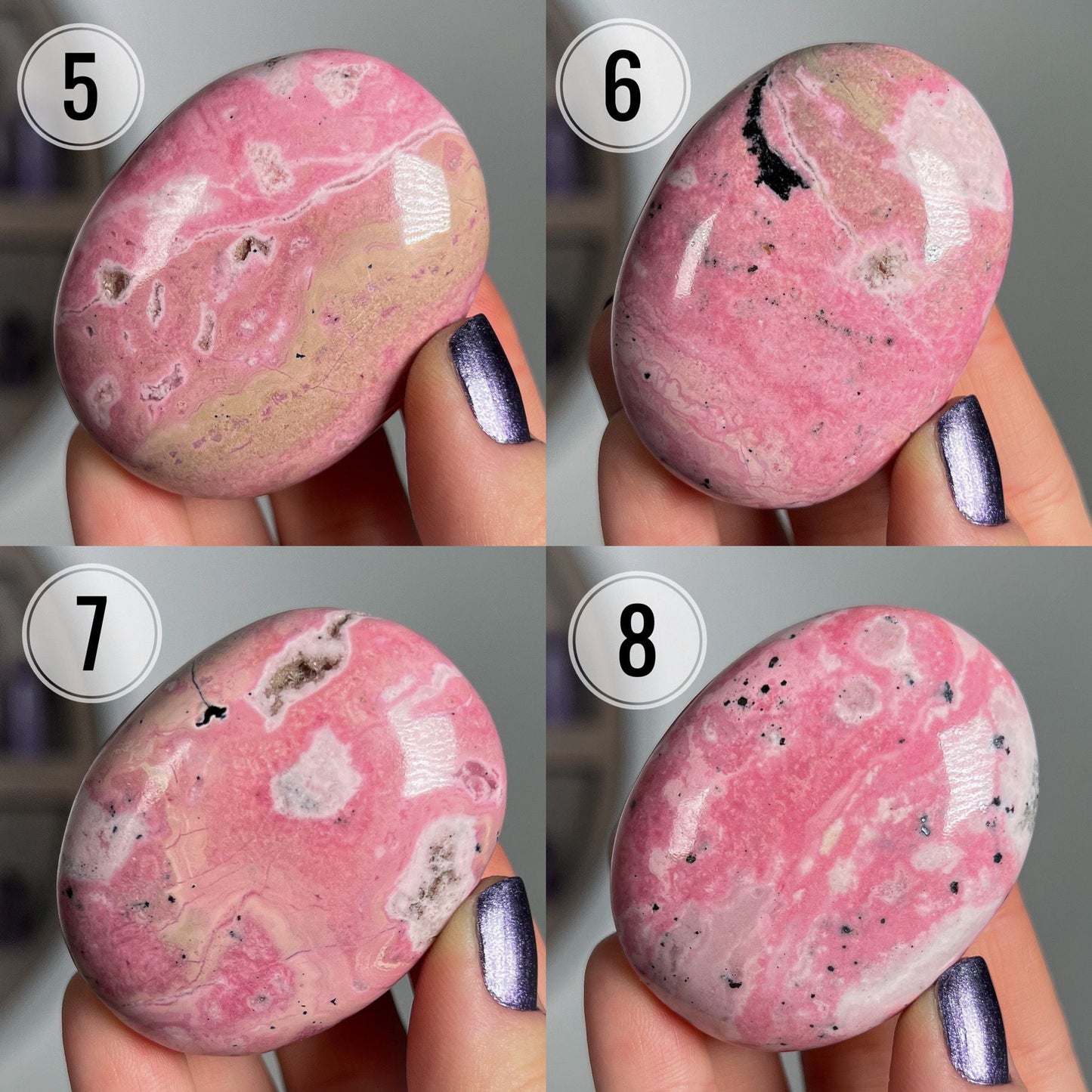 Pink Rhodonite Palm Stones