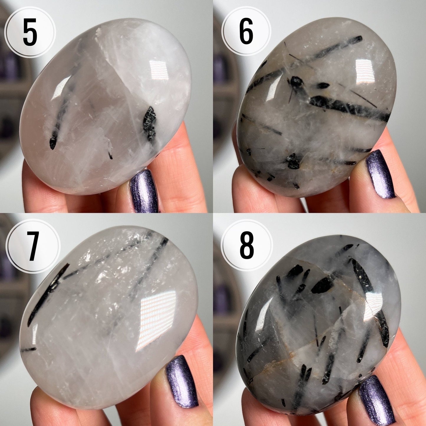 Tourmaline Quartz Palm Stone
