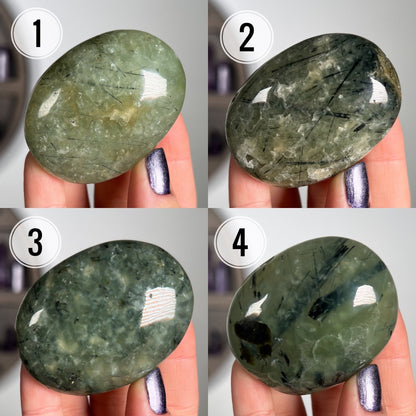 Prehnite Palm Stones
