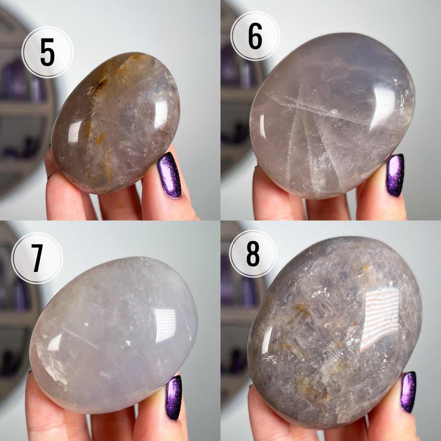 Blue Rose Quartz Palm Stones