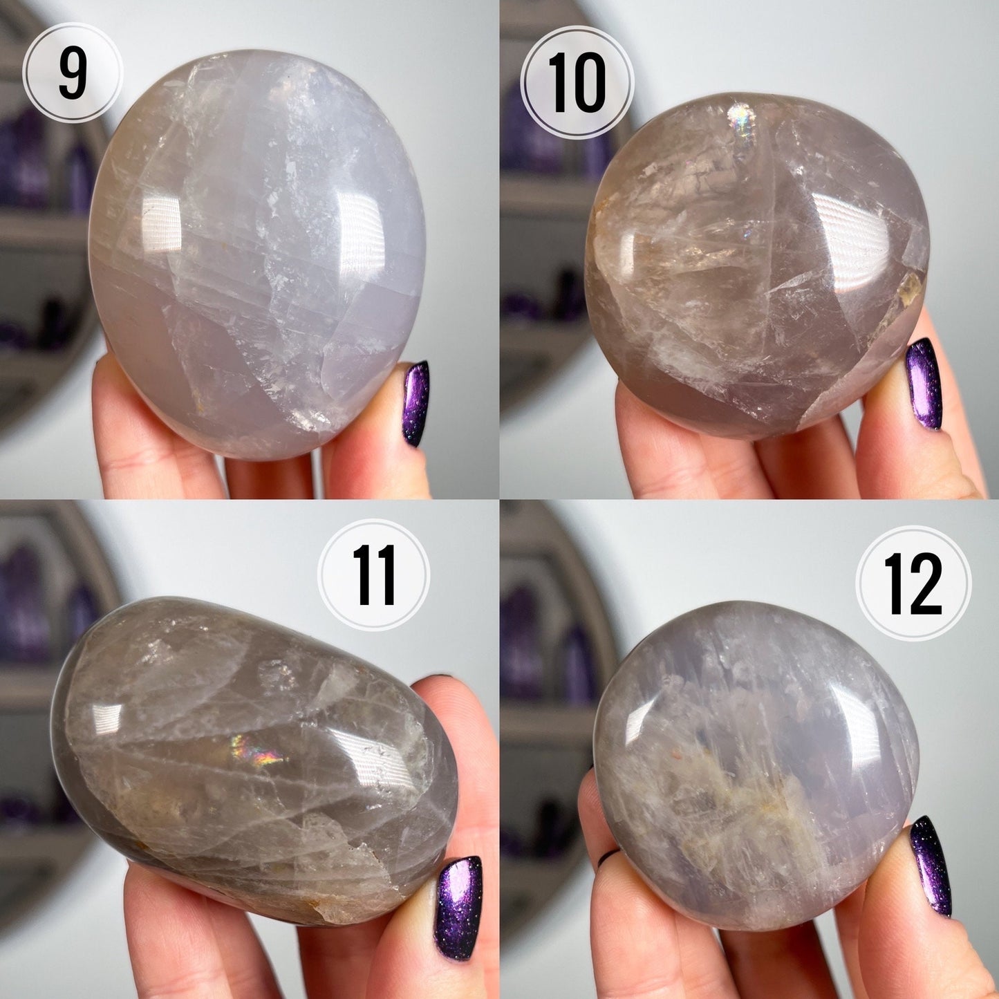Blue Rose Quartz Palm Stones