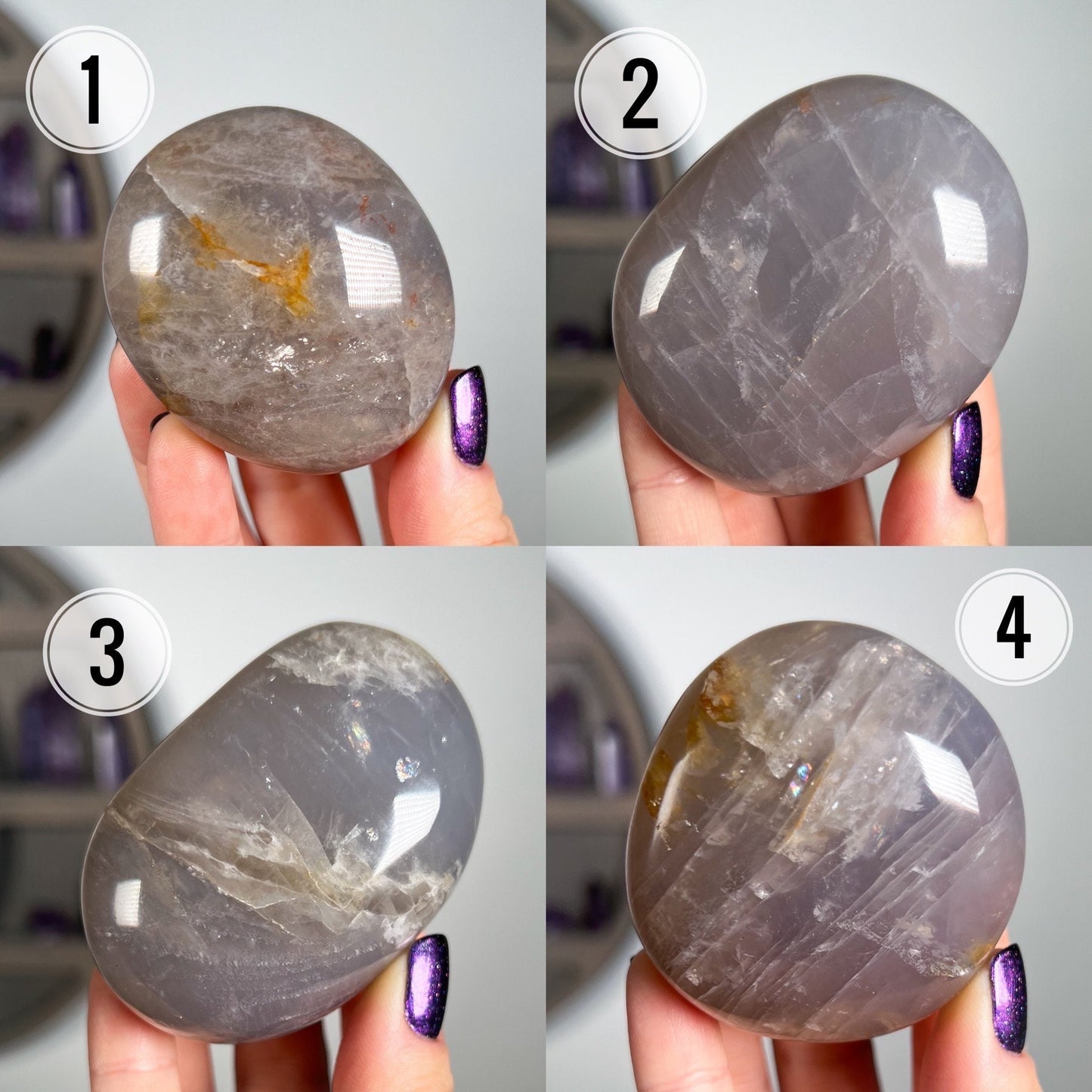 Blue Rose Quartz Palm Stones