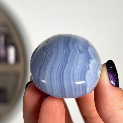 Blue Lace Agate Palm Stone