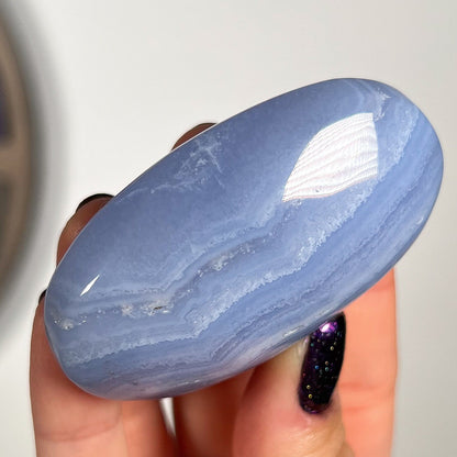 Blue Lace Agate Palm Stone