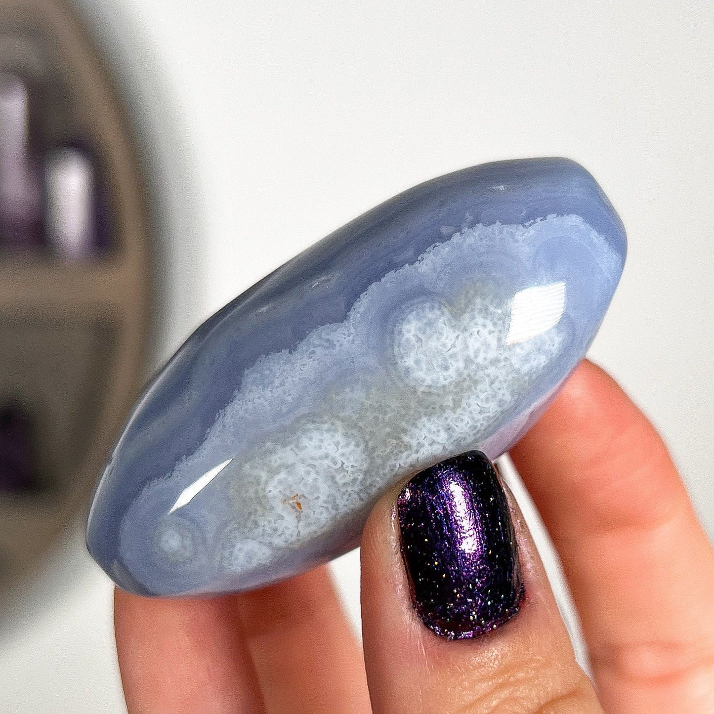 Blue Lace Agate Palm Stone