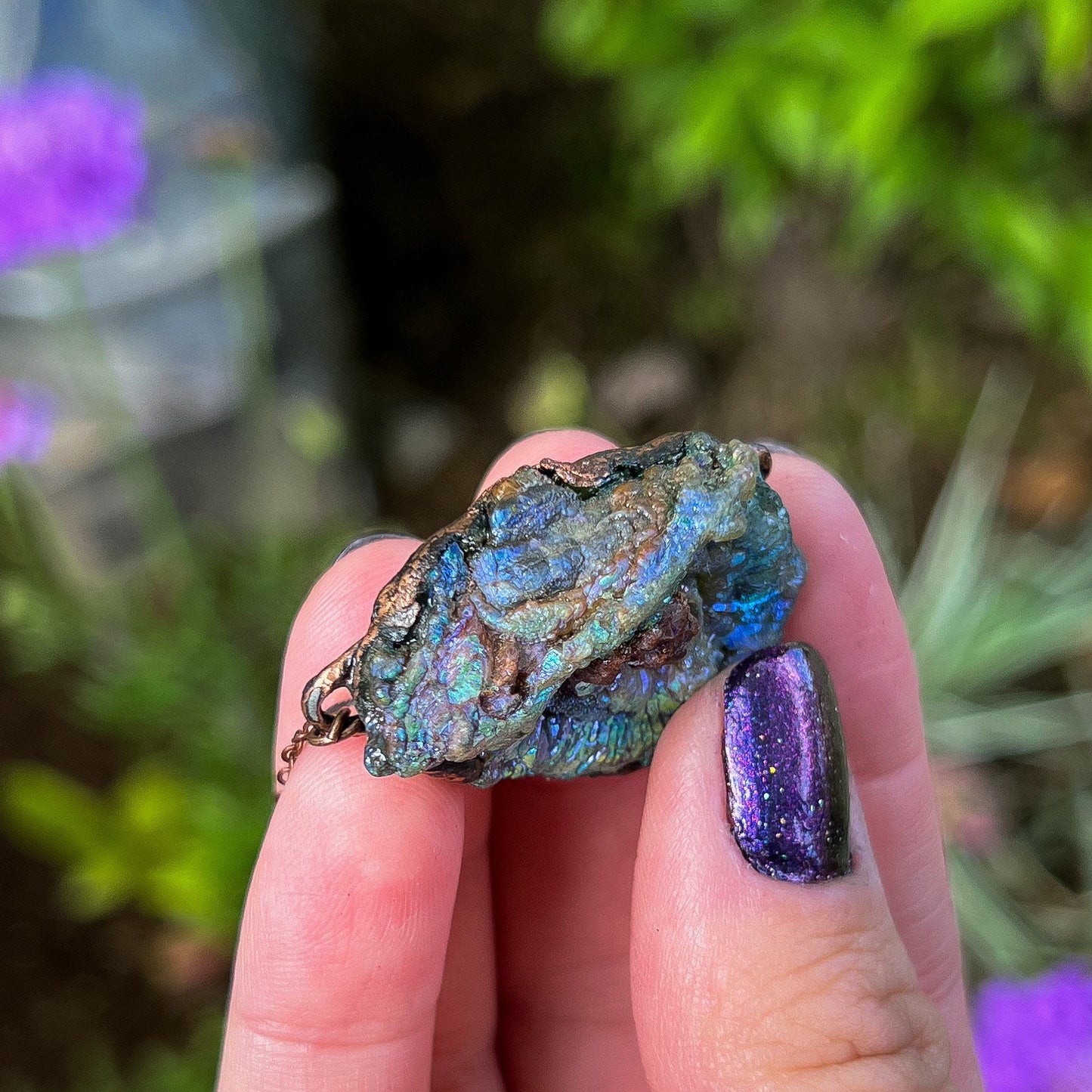 Rainbow Aura Chalcedony Necklace