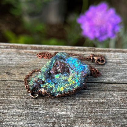 Rainbow Aura Chalcedony Necklace