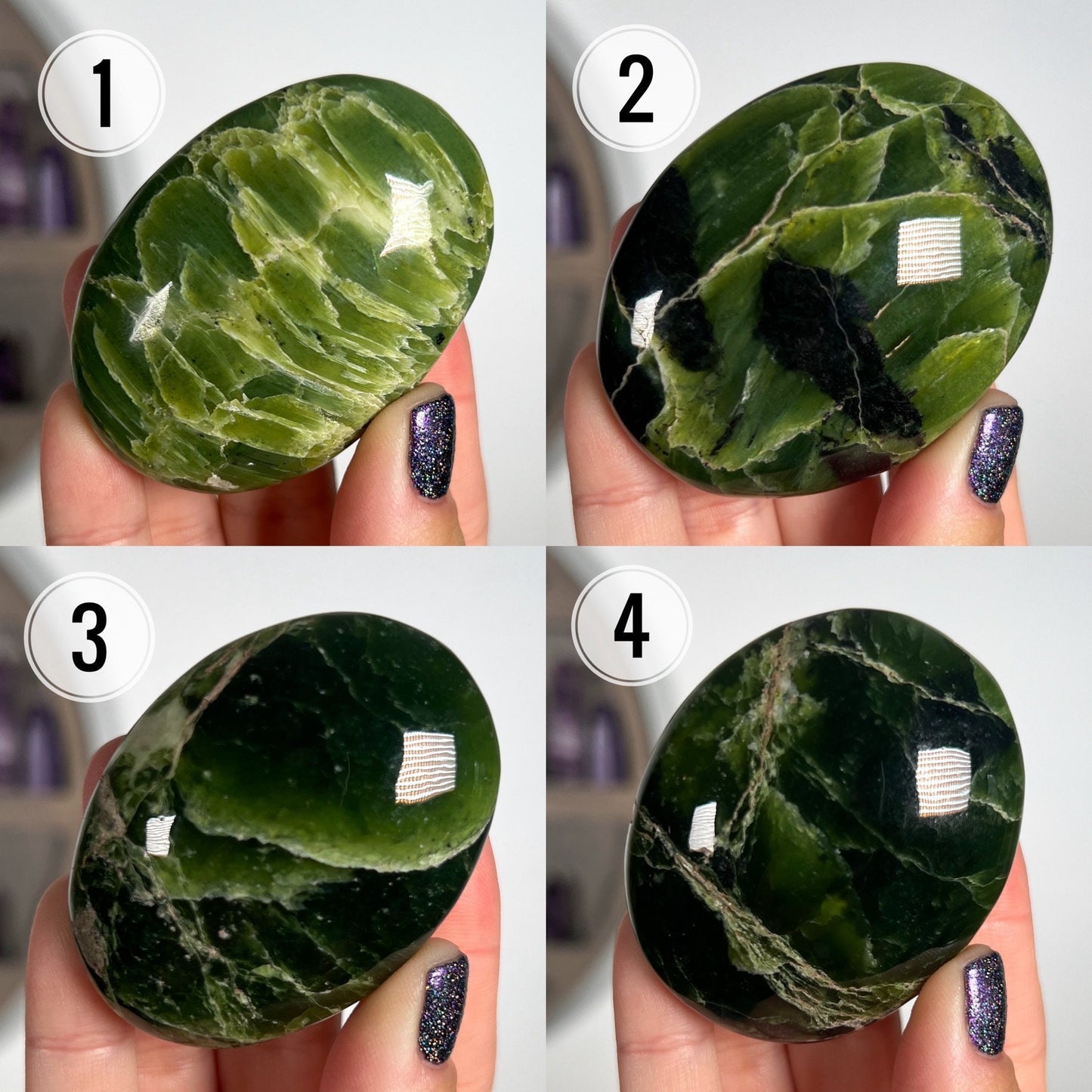 Green Tremolite Palm Stone