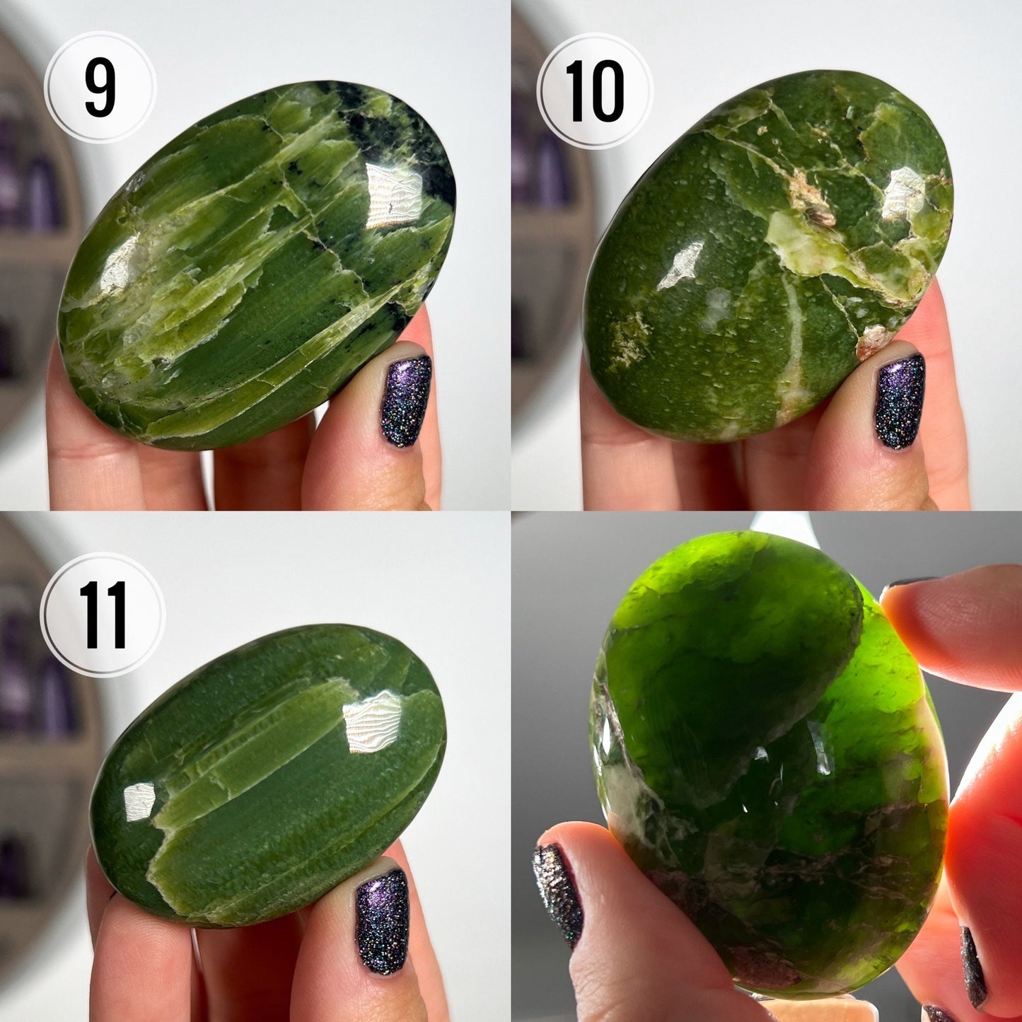 Green Tremolite Palm Stone
