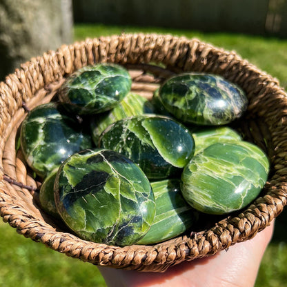 Green Tremolite Palm Stone