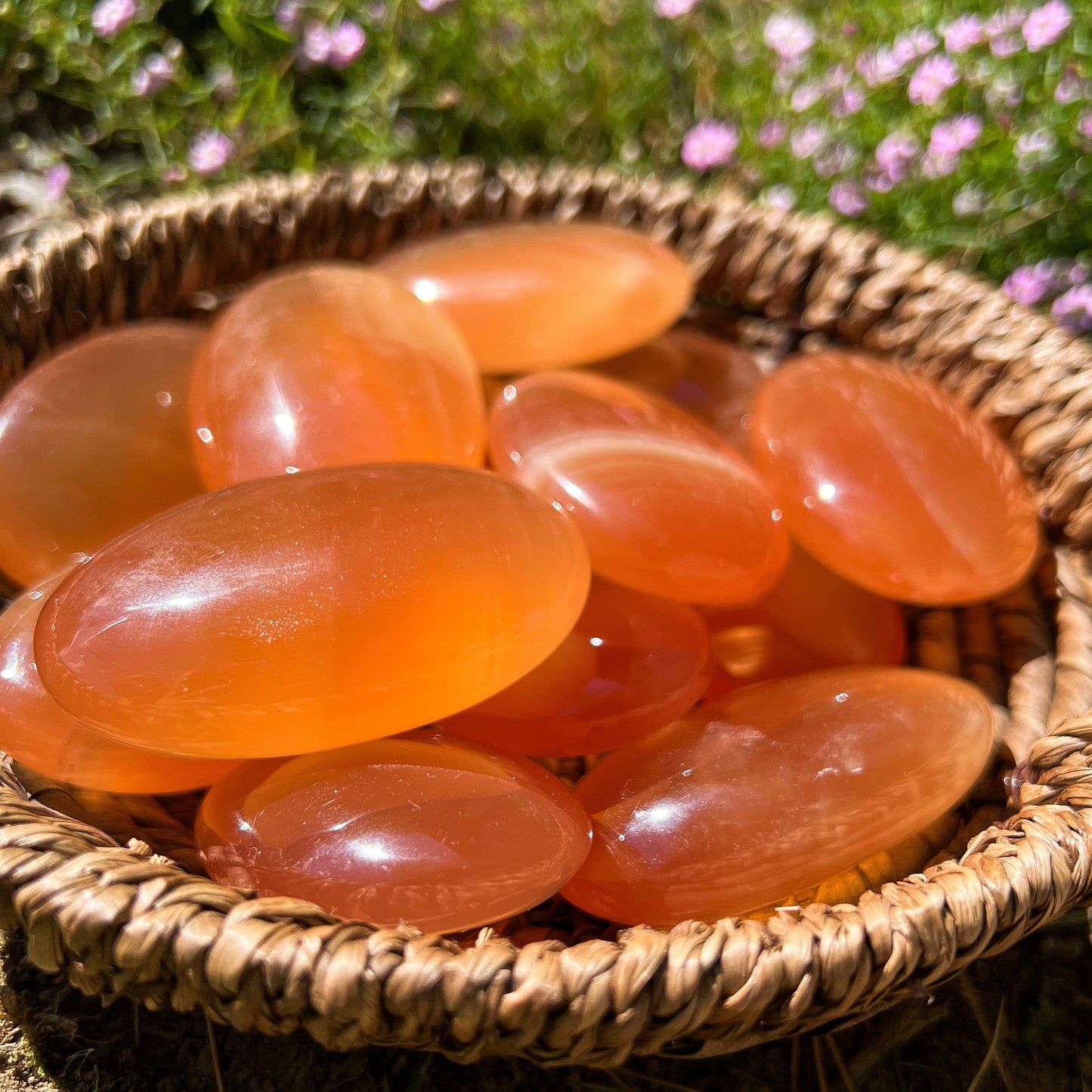 Honey Calcite Palm Stones