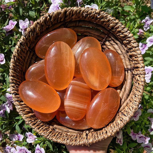 Honey Calcite Palm Stones