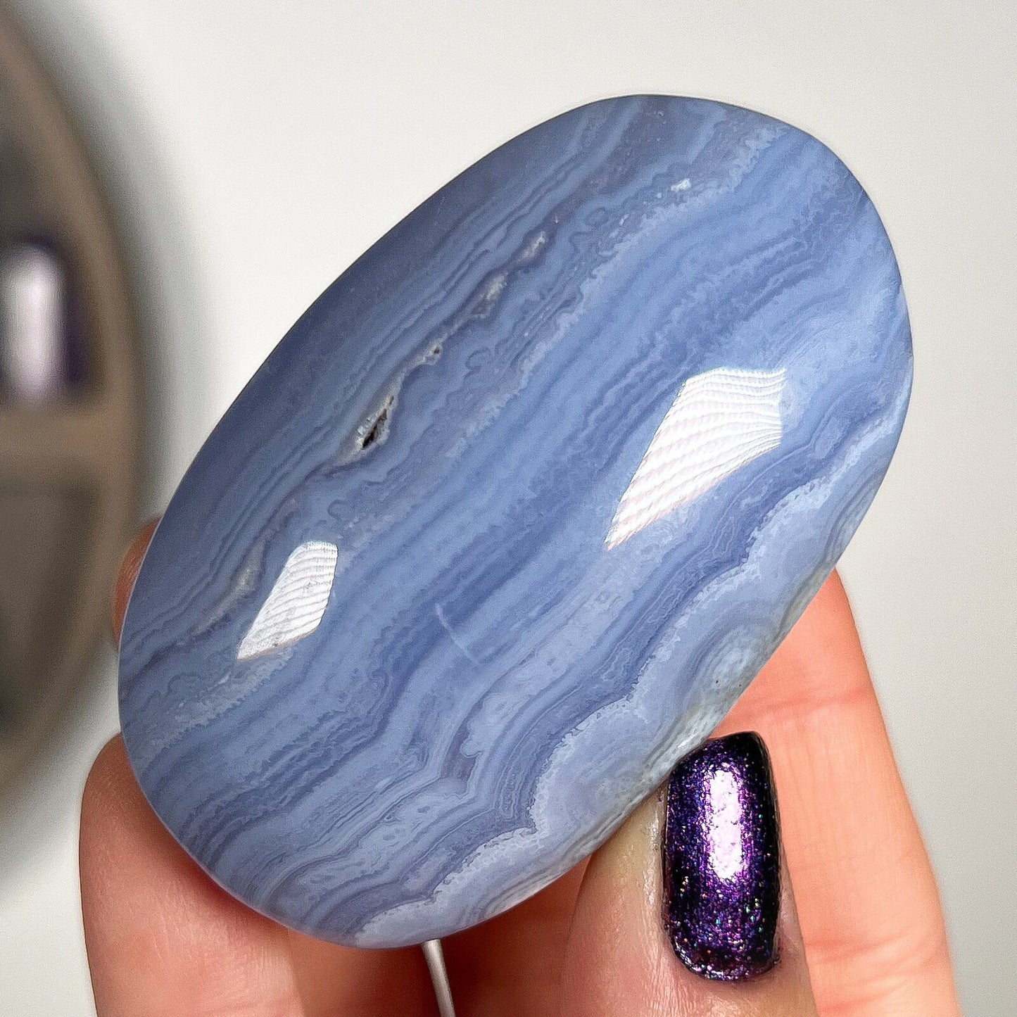 Blue Lace Agate Palm Stone