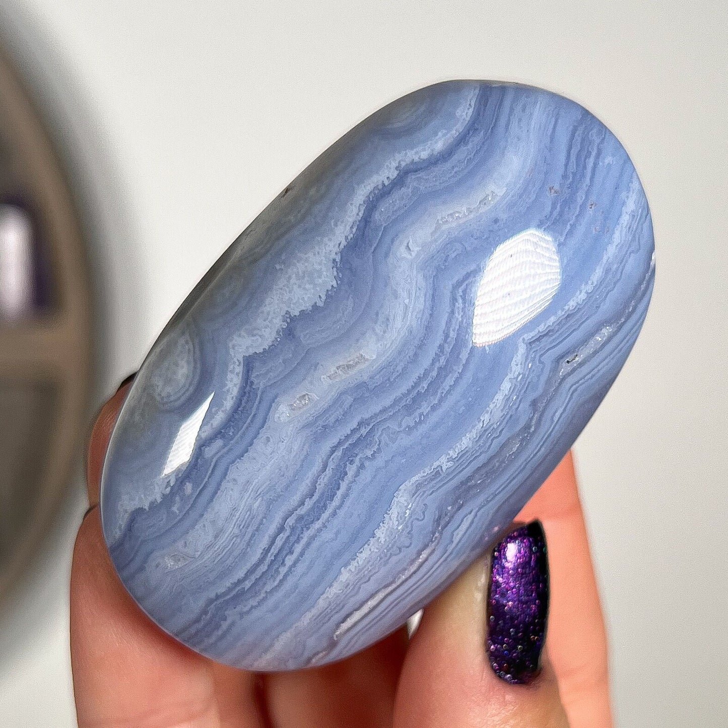 Blue Lace Agate Palm Stone