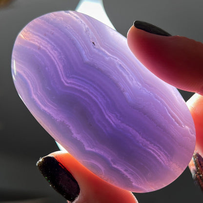 Blue Lace Agate Palm Stone