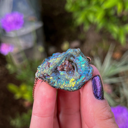 Rainbow Aura Chalcedony Necklace