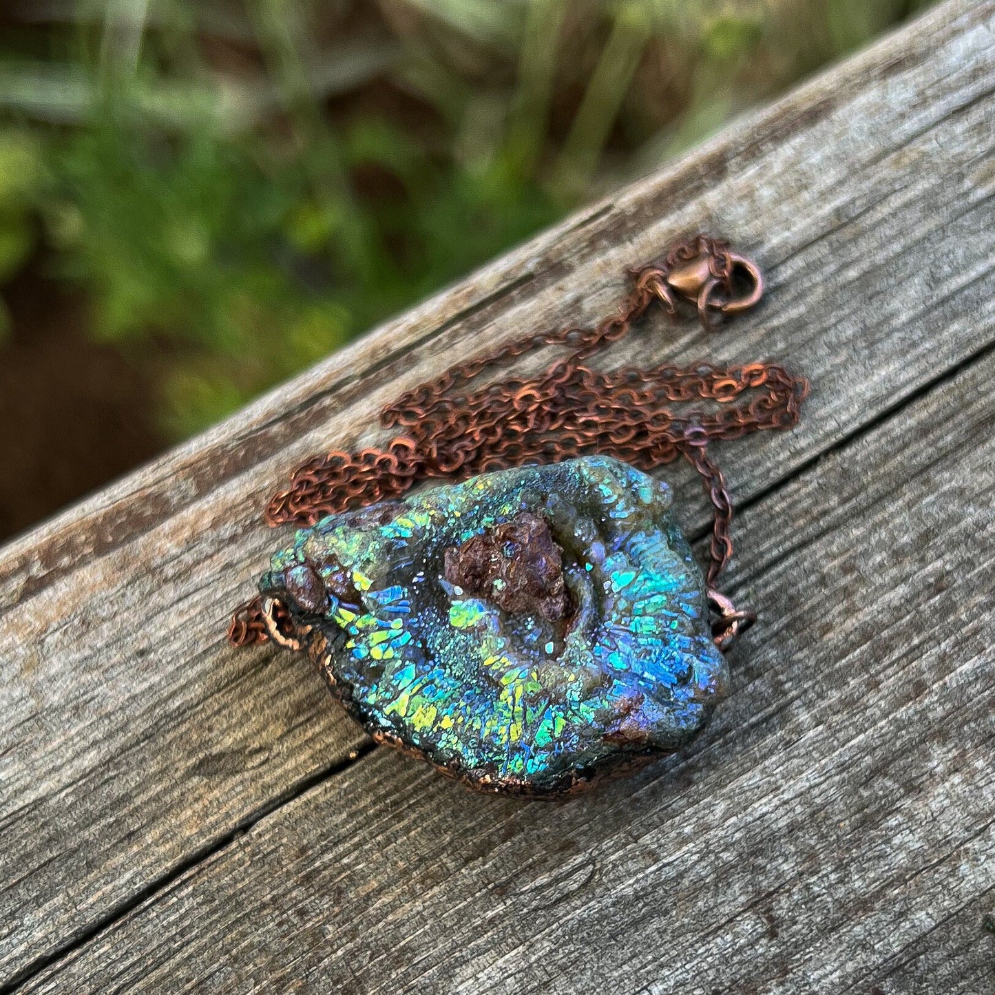 Rainbow Aura Chalcedony Necklace