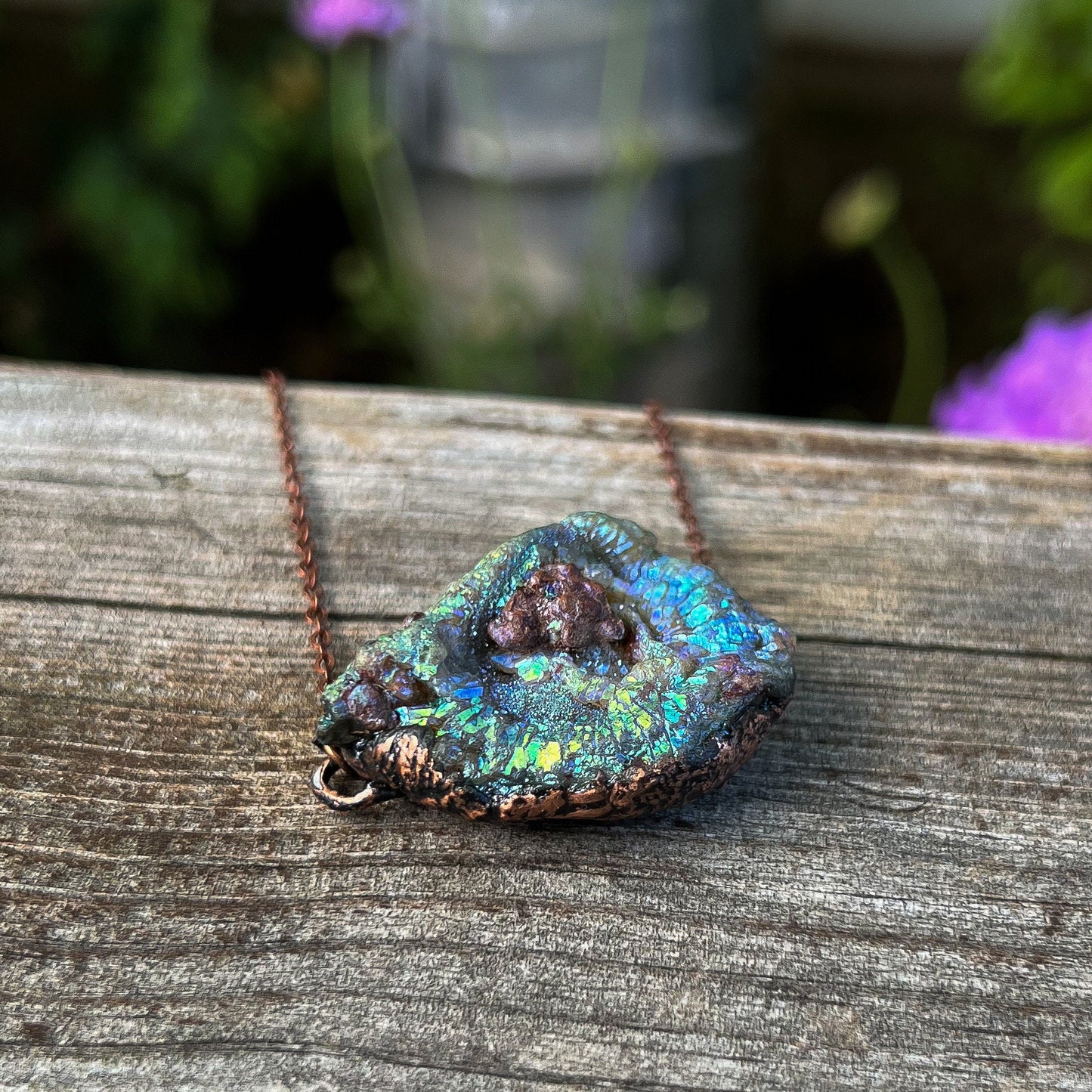 Rainbow Aura Chalcedony Necklace