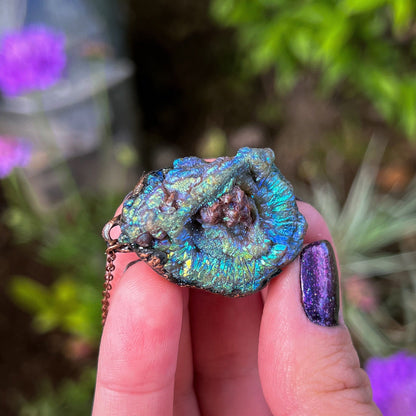 Rainbow Aura Chalcedony Necklace